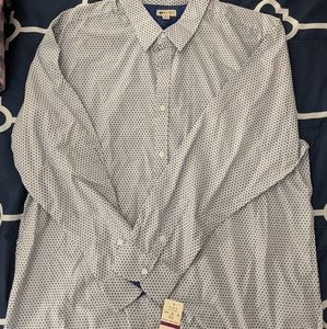 BRAND NEW Men's Haggar Clothing white/blue button up  XXL